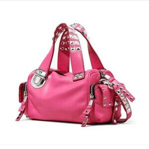 NWT! Marc Jacobs The Studded Pushlock Mini Satchel Leather -Magenta Hot Pink